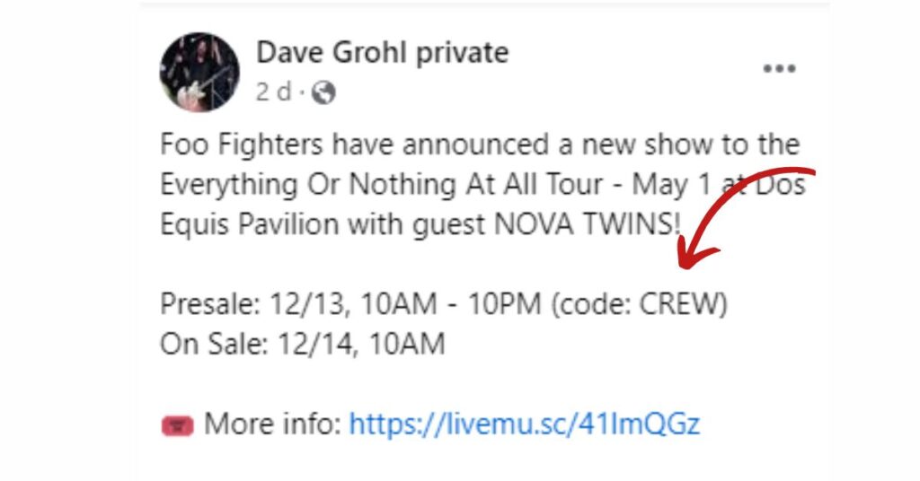 Dave Grohl's private Facebook page